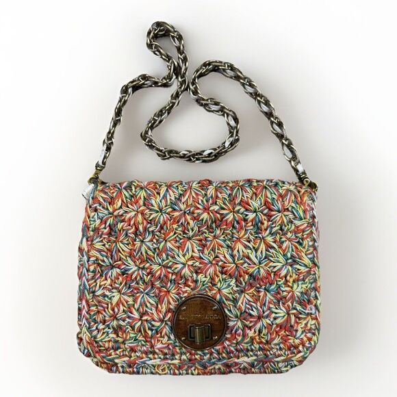 Elliott Lucca Multicolor Crochet Shoulder Bag - Chain Strap Boho Clutch Purse - Picture 1 of 5
